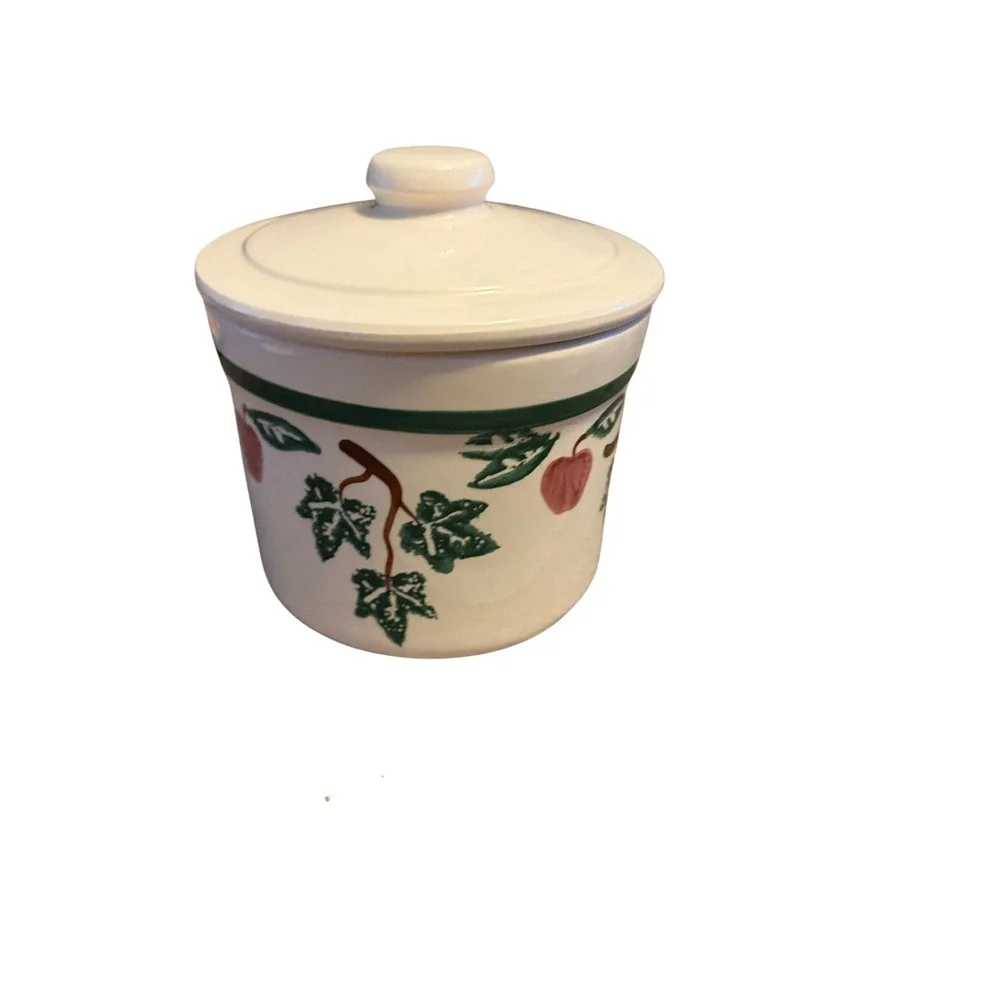 Crock Shop Santa Ana Apple Ivy Ceramic Canister with Lid Vintage Kitchen Crock